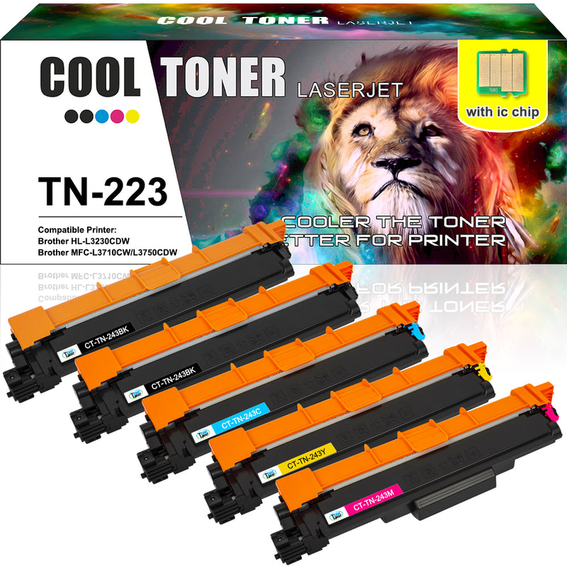 5 Pack TN227 Toner HIgh Yield For Brother MFC-L3770CDW HL-L3270CDW  HL-L3290CDW